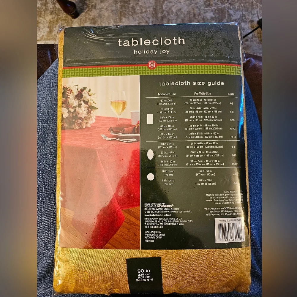 Bed Bath And Beyond Gold Holiday Joy Round Tablecloth